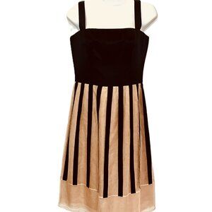 Akris 100% Silk Dress with Sheer Mesh Skirt & Vertical Stripe Detail ,US 8